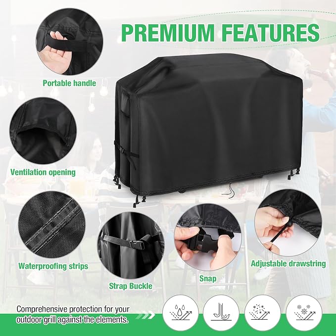 Grill Cover for Blackstone Bronco 28" XL Griddle w/Cabinet 2418 | Heavy Duty Waterproof Griddle Cover for 3 Burner Omnivore Griddle w/Hood 2316 2403 2080 2007 1858 2287 5483