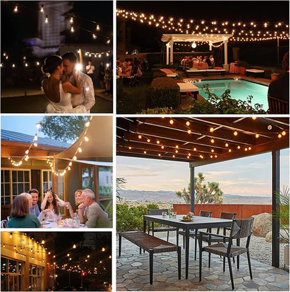Outdoor String Lights Waterproof 200FT Outside Lighting for Patio Backyard | 2-Pack x 100FT Connectable Outdoor Lights,102 Shatteproof Dimmable Edison Bulbs for Porch Bistro Garden Gazebo Balcony Cafe