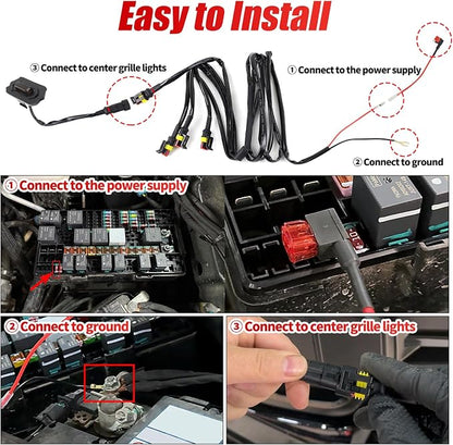 Upgraded 4 PCS Led Grill Lights Compatible with Ford Ranger T9 2022-2025 | Fuse and Instruction Included-Smoked Black