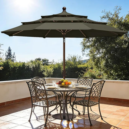 EliteShade USA 10-Year-Non-Fading 10ft 3-Tier Market Patio Umbrella, Commercial Grade Outdoor Table Umbrella with Crank Open, Windproof & UPF 50+ UV Protection, Heavy Duty Ventilation for Garden, Deck, Pool, Backyard, Beach & Bistro, Charcoal