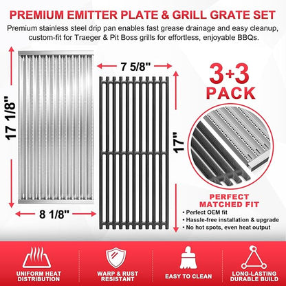 Emitter Plate & Grill Grate for Charbroil Commercial 3 Burner Gas Grill Parts 463242516 463242515 463367016 466242615 466242516 466242616 463346017, Parts for Charbroil Tru Infrared G466-0025-W1 Grill