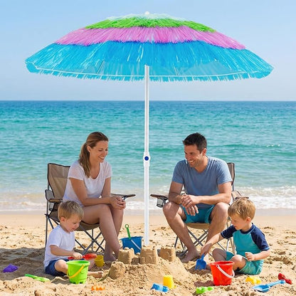 Tangkula 6FT Tiki Patio Umbrella, Hawaiian Style Thatched Market Table Umbrella with Carrying Bag, Tilt Design, 8 Ribs, Tropical Outdoor Umbrella for Beach Patio Garden Pool Backyard
