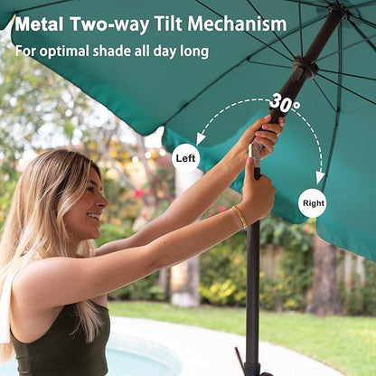 AMMSUN Patio Umbrella, 6.5 ft Outdoor Table Umbrella with Tilt Steel Pole, UPF50+ Protection, Great for Outdoor Garden Backyard, Turquoise Green