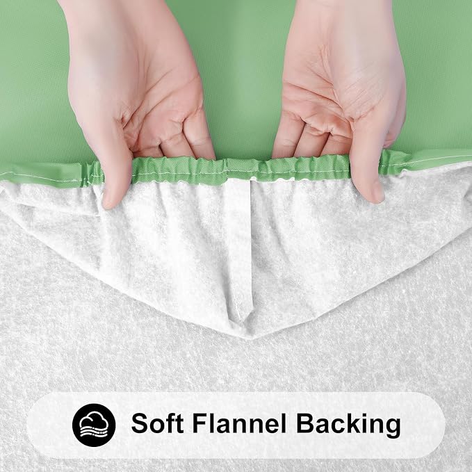 Smiry Rectangle Tablecloth, Elastic Fitted Flannel Backed Vinyl Tablecloths for 5ft Folding Tables, Waterproof Wipeable Table Covers for Indoor, Outdoor, Picnic and Camping (Sage Green, 30"x60")
