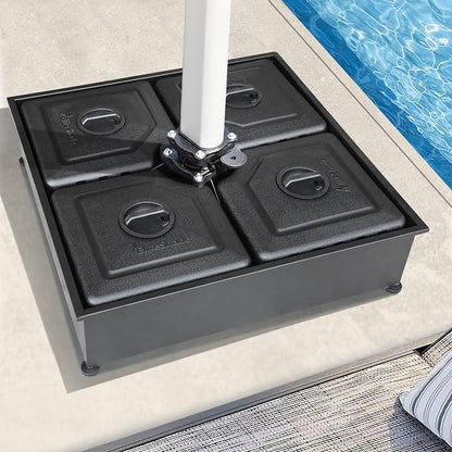 EliteShade USA 33" x 33" Offset Patio 300LBS Umbrella Base Sand/Water Filled Square Umbrella Stand,Black Umbrella Base