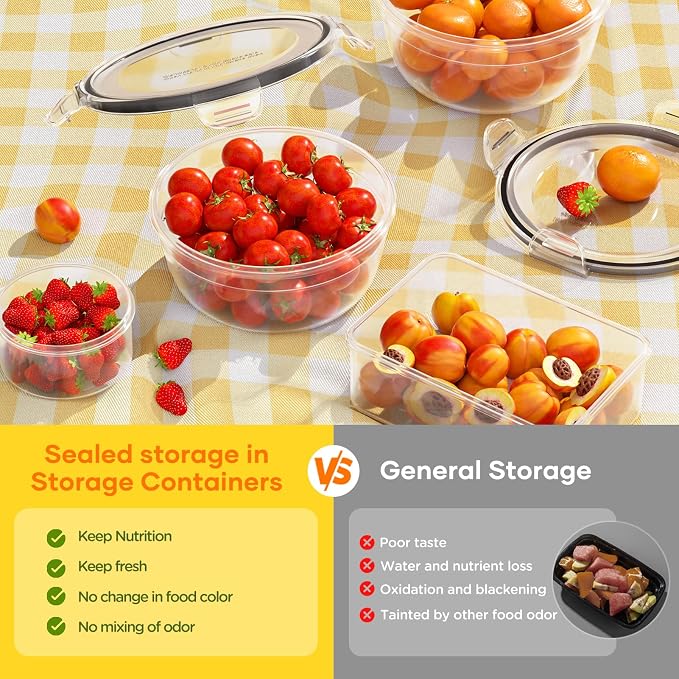 52 PCS Food Storage Containers with Lids Airtight (26 Lids & 26 Containers) | Reusable Plastic Leakproof Meal-Prep Container for Kitchen Storage Organization Microwave/Dishwasher Safe with Labels & Pen
