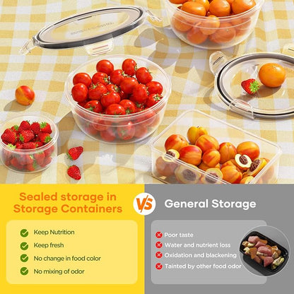 52 PCS Food Storage Containers with Lids Airtight (26 Lids & 26 Containers) | Reusable Plastic Leakproof Meal-Prep Container for Kitchen Storage Organization Microwave/Dishwasher Safe with Labels & Pen