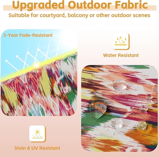 COZYVIDA Outdoor Chair Cushions Set of 4, 20"x20" Square Seat Pads with Tie Straps and YKK Zippers, 30D High-Density Foam, Water-Resistant Fabric,UV-Resistant 1000+ Hrs