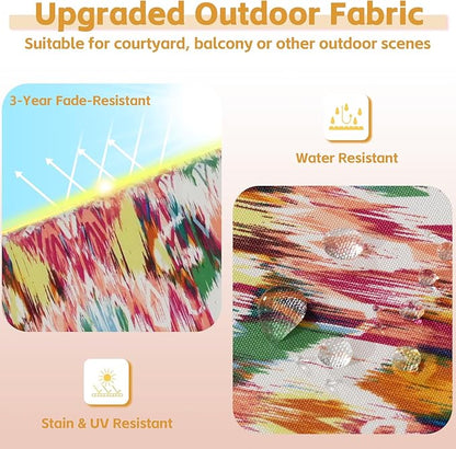 COZYVIDA Outdoor Chair Cushions Set of 4, 20"x20" Square Seat Pads with Tie Straps and YKK Zippers, 30D High-Density Foam, Water-Resistant Fabric,UV-Resistant 1000+ Hrs