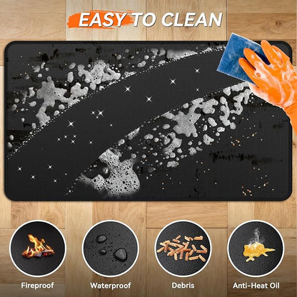 Fireplace Mat - Double-Sided Fireproof Waterpoof Wood Stove Hearth Pads (25x39 Black One)