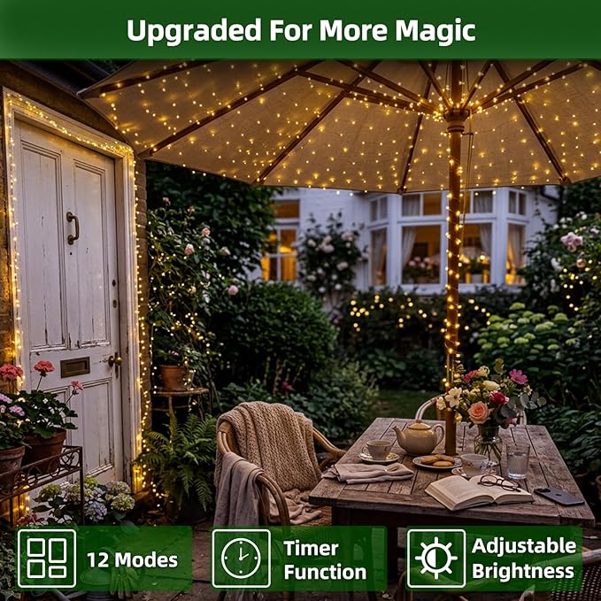 300LED Chrstmas Lights, 75ft Indoor Outdoor Christmas String Lights with 12 Modes, Warm White Christmas Tree Lights with Timer Dimmable Connectable for Fence Garden Wedding Party Decor WarmWhite