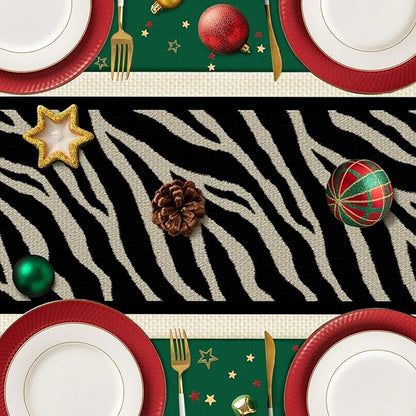 Zebra Texture Table Runner,Dining Decor for Kitchen Coffee Table Family Dinners Holiday Parties Wedding Events Decor(13x72 inch)