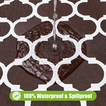 Smiry Picnic Fitted Table Cover, 4 Foot Flannel Backed Vinyl Tablecloth | Waterproof Elastic Stretch Table Cloth, Wipeable Plastic Tablecloth for Camping, Indoor & Outdoor (Coffee, 24" x 48")