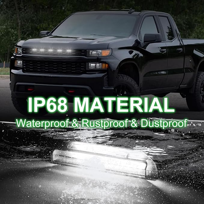 LED Front Grille Lights for 2019 Silverado 1500 Accessories 2020 2021 Grill Lights for Custom Trail Boss WT (White,5PCS)