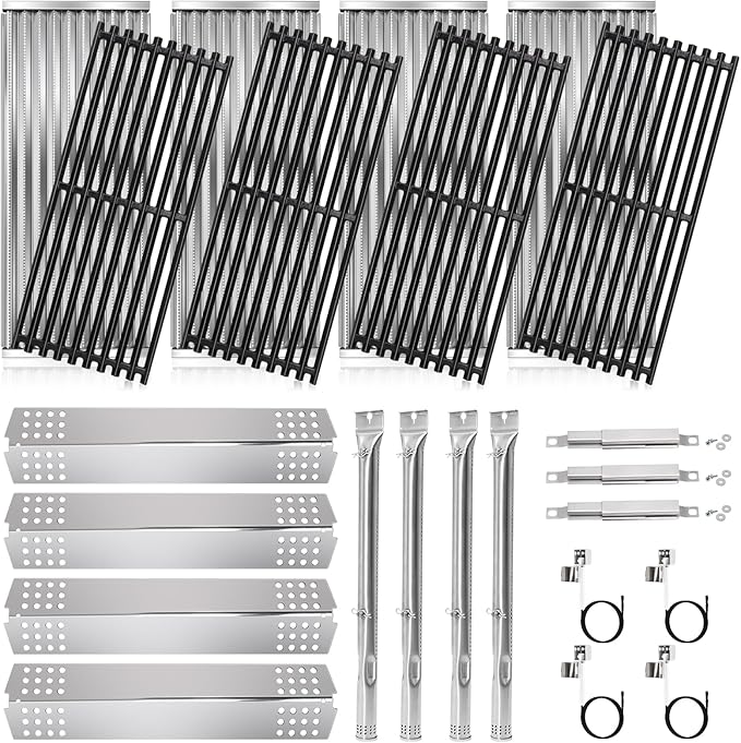 Hiorucet Emitter Plates Grill Parts for Charbroil Commercial 463241413, 463241414, Cooking Grates, Heat Shield, Burner, Ignitor for Charbroil Commercial Tru Infrared Grill Replacement Parts 4 Burner.