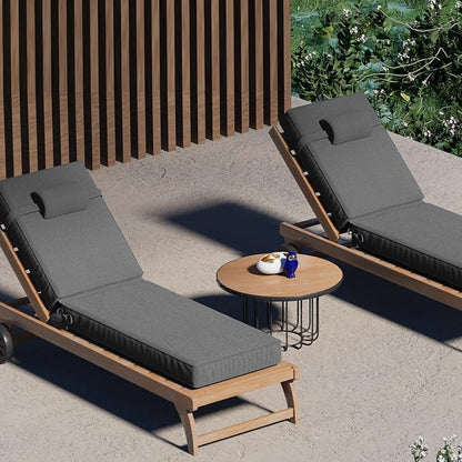72 x 21 x 4 Inch Olefin Chaise Lounge Cushions, Lounge Chair Cushions with Headrest for Outdoor Furniture - Weather and Fade Resistant Patio Replacement Furniture Lounge Chair Cushion Set of 2