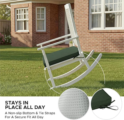 Outdoor Chair Cushions D Shaped, Set of 6, 17 x 16 in, Olive Green | Water Resistant, Fade Resistant, Patio Furniture Seat Chair Pads Replacement with Ties, Non-Slip Bottom, Removable Cover