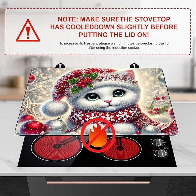 Christmas Stove Top Cover Snowman Stove Top Cover for Home Decoration Kitchen Pad Non-Stick Washable Cooktop Covers Countertop Protector Keep Stove Clean 28"x20" (Cat)