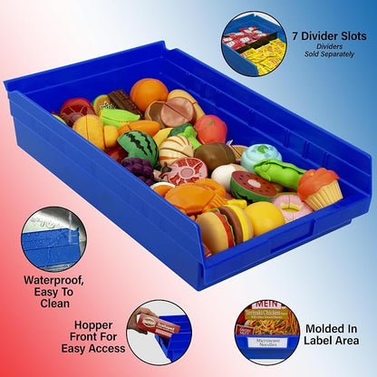 Akro-Mils 30178 Heavy Duty Plastic Shelf Bins, 18"x 11"x 4", Yellow, 12-Pk | Heavy Duty Nesting Storage Bins for Garage, Closet, Refrigerator, Kitchen, Cabinet, Drawer Organization, Pantry Organization
