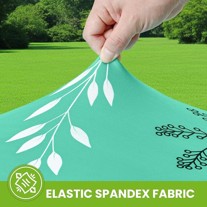 Smiry Spandex Fitted Tablecloth for 5 Foot Rectangle Tables, Washable Picnic Table Cover with Elastic, Stretch Reusable Table Cloth for Outdoor, Camping, Dining & Kitchen (Sage Green Leaf, 30"x60")