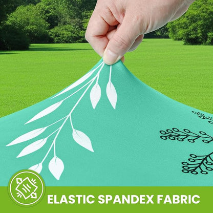 Smiry Spandex Fitted Tablecloth for 6 Foot Rectangle Tables, Washable Picnic Table Cover with Elastic, Stretch Reusable Table Cloth for Outdoor, Camping, Dining & Kitchen (Sage Green Leaf, 30"x72")