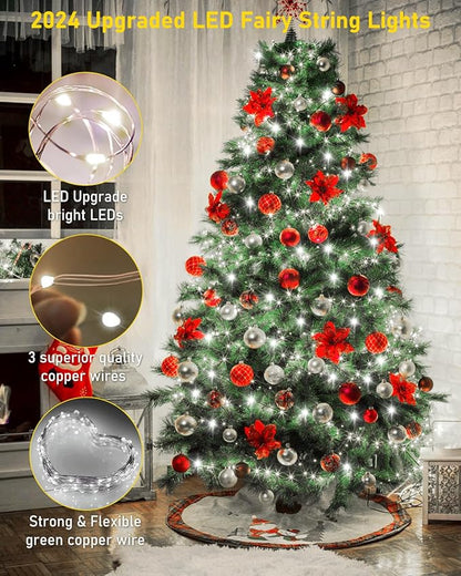 KNONEW 400FT Outdoor Christmas Fairy Lights Plug in,1200 LED String Lights Outdoor Waterproof 8 Modes Memory Times for Wedding Bedroom Walls Garden Trees Decoration(Cool White)
