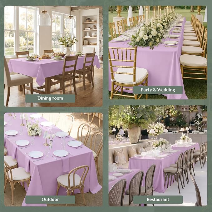Softalker Rectangle Tablecloth, Waterproof Table Cloths Wrinkle Free Fabric Washable Polyester Table Cover for Dining Tables Party Outdoor Camping Parties Buffet - 60 x 84 inch, Lavender