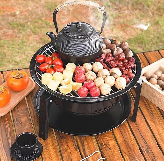 Barbecue Charcoal Grill Cold Rolled Steel Portable Barbecue Grill Charcoal Stove for Home Party Outdoor Camping Charcoal BBQ Grill