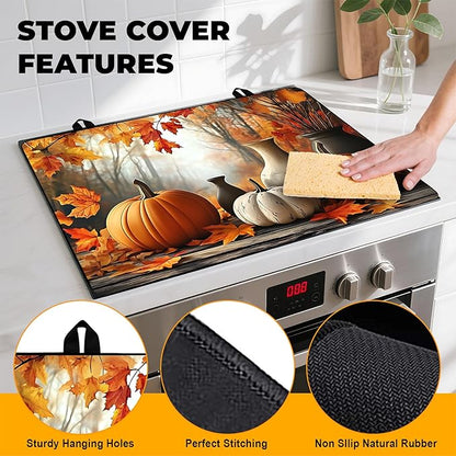 Pumpkin Stove Top Cover for Home Decoration Kitchen Pad Non-Stick Washable Cooktop Covers Countertop Protector Keep Stove Clean 28"x20"