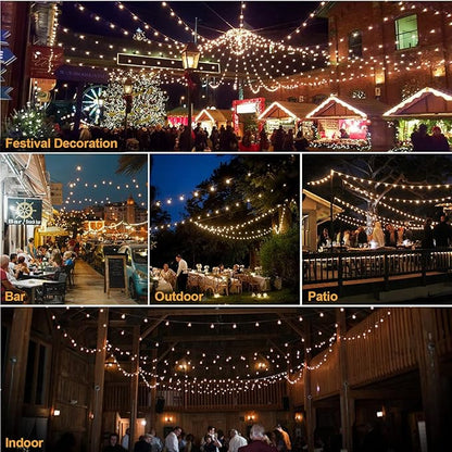 Mlambert 150Ft(3x50Ft) Outdoor String Lights, G40 Globe Patio Lights with 75+6 Dimmable Shatterproof LED Hanging Bulbs for Backyard Party-Black Wire