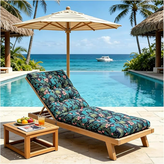 Outdoor Lounge Chair Cushions, 74.4 x 22 x 4.7 Inches Waterproof Fade Resistant Patio Cushion for Chaise Lounger