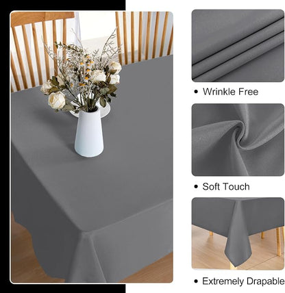 DWCN Rectangle Tablecloth - 54 x 80 Inch - Waterproof Stain and Wrinkle Resistant Washable Table Cloth, Decorative Fabric Table Cover for Kitchen Dining Room Party and Outdoor Use, Light Grey