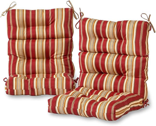 Greendale Home Fashions Outdoor 44x22-inch High Back Chair Cushions (Set of 2), Tuscan Stripe