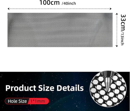 AggAuto Universal 40"x13" Car Grill Mesh 1mm Round Hole Black | PVC Coated Stainless Steel Automotive Grille Insert Bumper, One of the Most Multifunctional Shape Grids 100x33cm