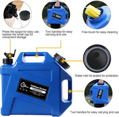 COOZMENT 3.2 Gallon/5 Gallon Water Containers with Spigot, BPA Free Water Jug, Military Green Water Tank, Multifunction Water Storage Containers for Camping Outdoor Hiking,Emergency Storage