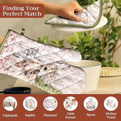 Maison d' Hermine Pot Holders 100% Cotton Heat Resistant Potholders 8" x 8" Hot Pads with Loop for Thanksgiving Christmas Decorations BBQ Cooking Baking Handling Hot Pans (Pack of 1, Mountain Life)