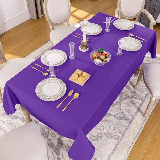 Softalker Rectangle Tablecloth, Waterproof Table Cloths Wrinkle Free Fabric Washable Polyester Table Cover for Dining Tables Party Outdoor Camping Parties Buffet - 60 x 120 inch, Purple