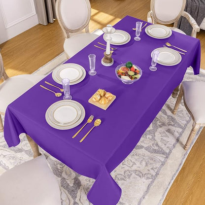 Softalker Rectangle Tablecloth, Waterproof & Stain Resistant Table Cloths Wrinkle Free Fabric Washable Polyester Table Cover for Spring/Party/Outdoor/Wedding - 60 x 84 inch,Purple