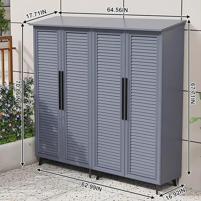Outdoor Kitchen Cabinet - Cabinet with Countertop Includes Modern Grey Design,Durable Outdoor Storage Unit Includes Vertical Handle & Line Design(64.56IN)