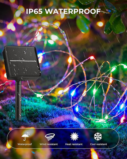 Solar String Lights for Outside, 33Ft 100 LED Solar Fairy Lights Multicolor | IP65 Waterproof Solar Twinkle Lights Outdoor & Indoor, Patio Lights for Tree Garden Christmas Party Wedding Decoration