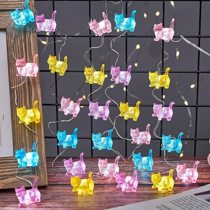 Bartlett Solar Garden Lights Outdoor Cute Cat Fairy Lights Solar Powered String Lights Outdoor Waterproof Kitty Decorative Lights 40LEDs Light 14ft Patio Décor Yard Fence Walkway Balcony Decoration