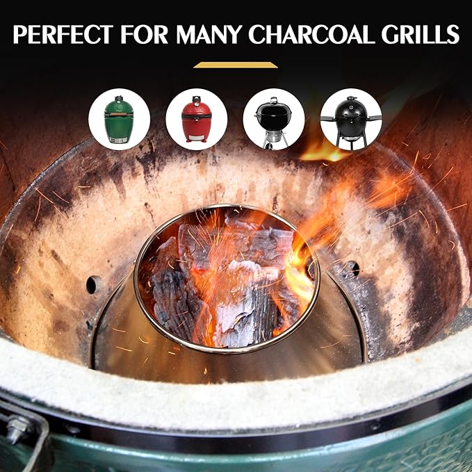 BBQ Whirlpool for Weber Kettle 22" Grills, 304 Stainless Steel One-Piece Whirlpool Without Welding for Weber Kettle WSM Smoker Grill fit Kamado Joe,Big Joe,Charcoal Grill Parts for L/XL Big Green Egg