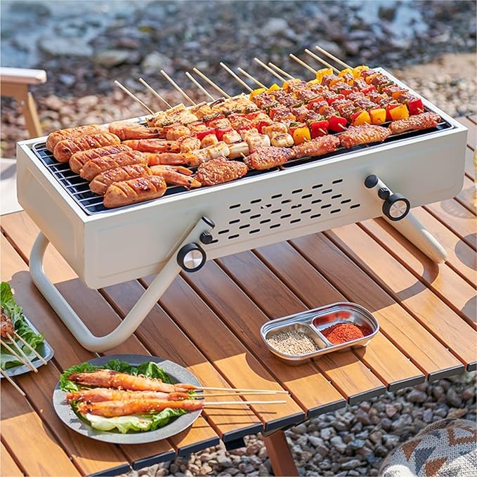 Charcoal Grills Outdoor BBQ Grill Home BBQ Grill BBQ Grill Camping BBQ Rack Small BBQ Grill Portable Folding BBQ Grill Barbecue Grill for Garden Outdoor Cooking ( Color : B , Size : 56*24.6*19.9cm )
