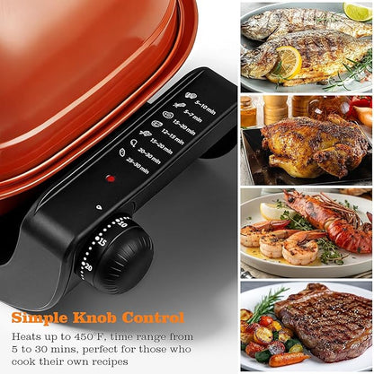 Electric Roaster Oven, Techwood 1300W Fish Roaster Korean BBQ 3-in-1 Electric Indoor Grill with Timer Control Knob, Double Sided Heating, Roast, Toast, Grill & More for Parties & Everyday Meals