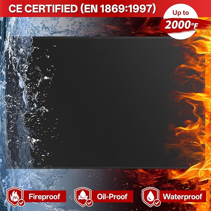 SecuCaptain Under Grill Mat for Outdoor Grill - X-Large 90x48 Inches Mats Double-Sided Fireproof Pad for Indoor Fireplace Fire Pit Heat Resistant Waterproof BBQ Floor Protector for Patio and Deck