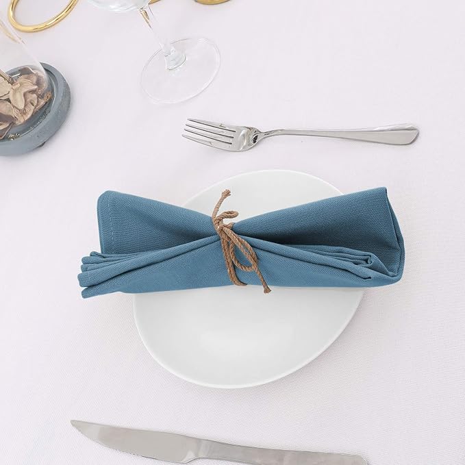 H.VERSAILTEX Cloth Napkins Set of 12 (18" X 18") Linen Textured Dinner Napkins Waterproof Extra Soft Thick Durable Reusable Napkins with Hemmed Edges for Dinners, Weddings and Everyday Use, Ink Blue