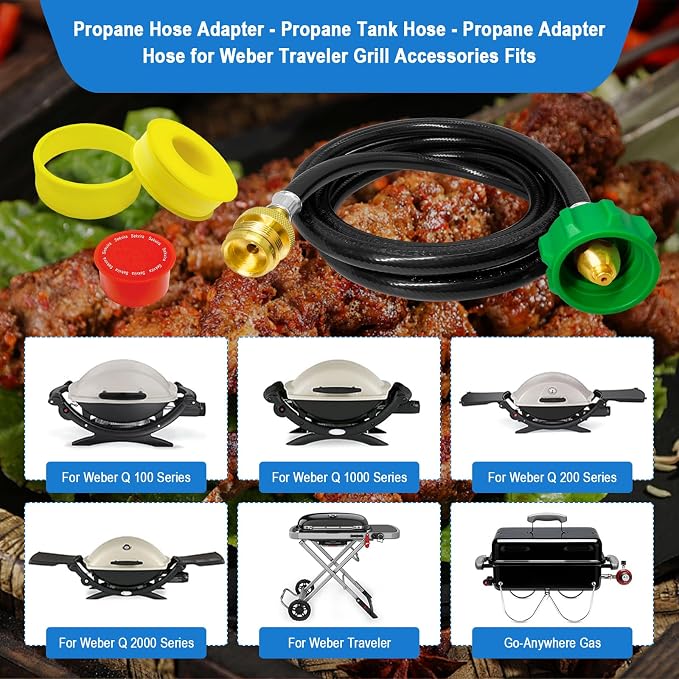 6FT Propane Hose Adapter for Weber Travelev Grill,1lb to 20lb Propane Tank Adapter for Weber Q/Gas Go-Anywhere Grills/Coleman Stove/Blackstone Griddle,Heater.