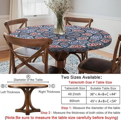 opstellen Fitted Round Tablecloth Wipeable Table Cloths Vinyl Indoor Outdoor Circle Covers for 36-44inch Table Dining Living Room Home Must Haves Gifts Summer Fall Patio Picnic Camping Garden Stuff