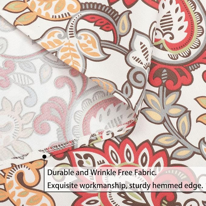 60" Round Tablecloth with Umbrella Hole and Zipper, Washable Waterproof Wrinkle Free Zippered Patio Table Cloths Table Covers for Spring, Summer, Party, Backyard, Picnic, BBQS (Botanical Red Orange)