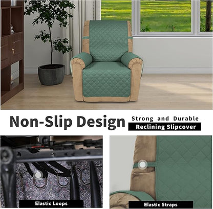 Easy-Going Reversible Couch Cover, Recliner 22 in, Cyan/Ivory | Machine Washable Slipcover For Dogs, Water Resistant Furniture Mat For Living Room, Non-Slip Sofa Cover, Pet Friendly